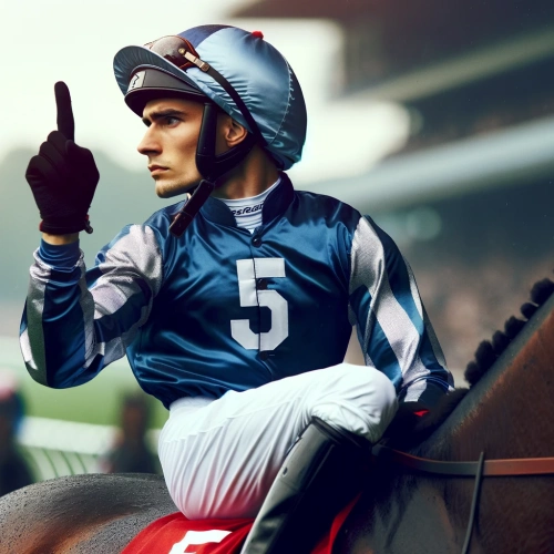 William-Buick lève un doigt au ciel sur son cheval